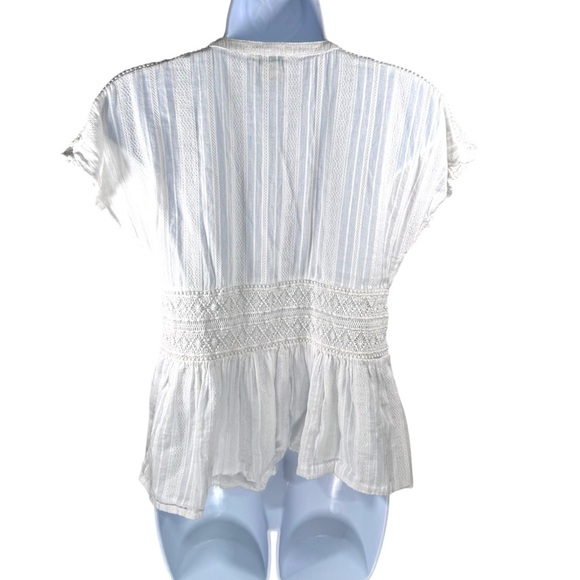 Sundance Crochet Lace Off-white Button Up Shirt Size S - Picture 2 of 5